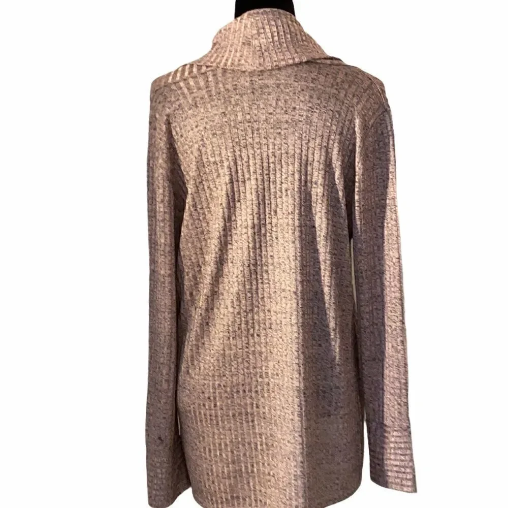 Jones New York Lightweight Pink & Gray Long Sleeve Cowl Neck Sweater.